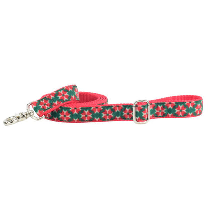 Poinsettia Holiday Velvet Dog Leash (1″ Only)