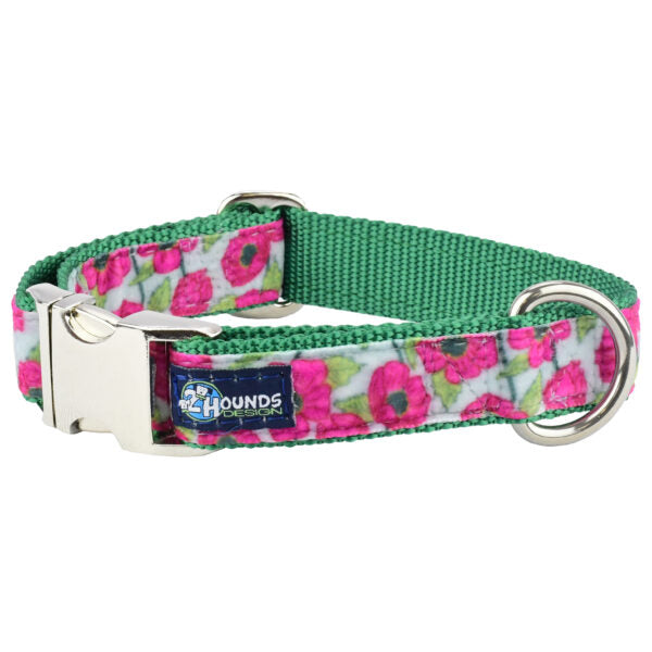 Bold Poppies Velvet Essential Dog Collar