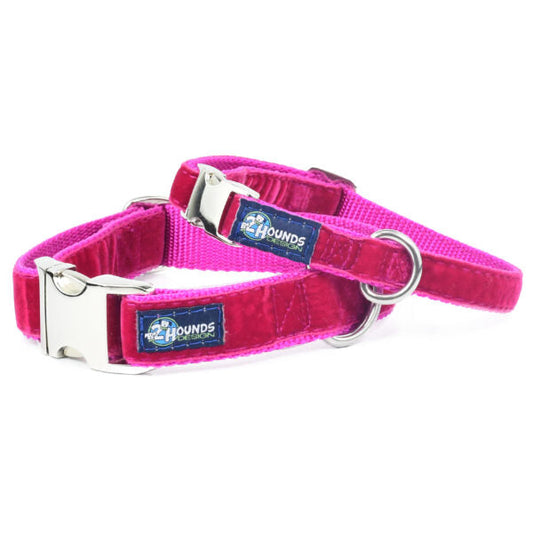 Raspberry Velvet Essential Buckle Martingale Dog Collar