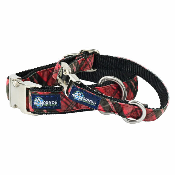 Classic Winter Plaid Velvet Essential Martingale Dog Collar