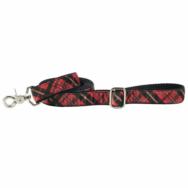 Classic Winter Plaid Velvet Dog Leash