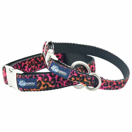 Wild Kitty Pink Velvet Essential Martingale Dog Collar