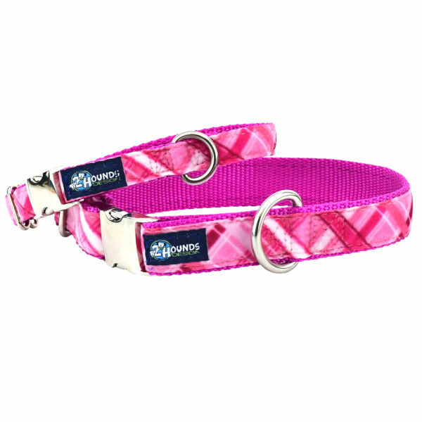 Very Pink Plaid Velvet Essential Martingale Dog Collar