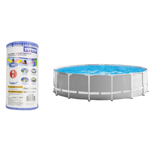 Intex 15ft x 15ft x 48in Above Ground Pool Set & Filter Pump Cartridge(6 Pack)