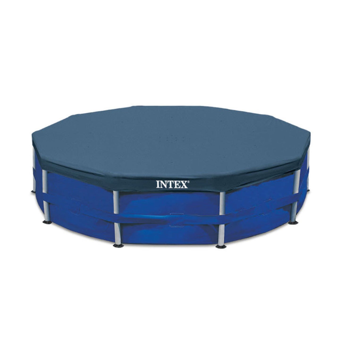 Intex 10ft Round Easy Set Outdoor Backyard Swimming Pool Cover, Blue (2 Pack)