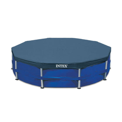 Intex 10ft Round Easy Set Outdoor Backyard Swimming Pool Cover, Blue (2 Pack)