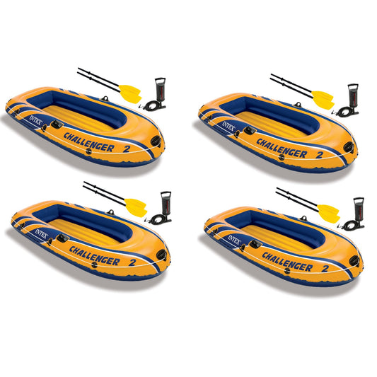 Intex Inflatable 2 Person Floating Boat Raft Set w/ Oars & Air Pump (4 Pack)