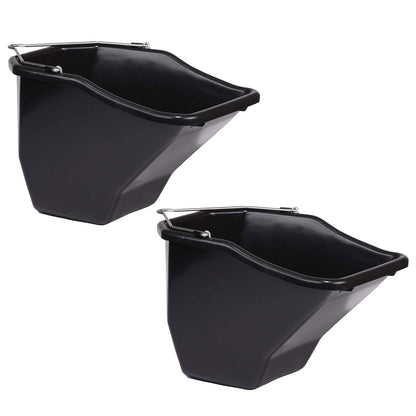 Little Giant 10QT Plastic Flat Back Livestock Feed Bucket, Black (2 Pack)
