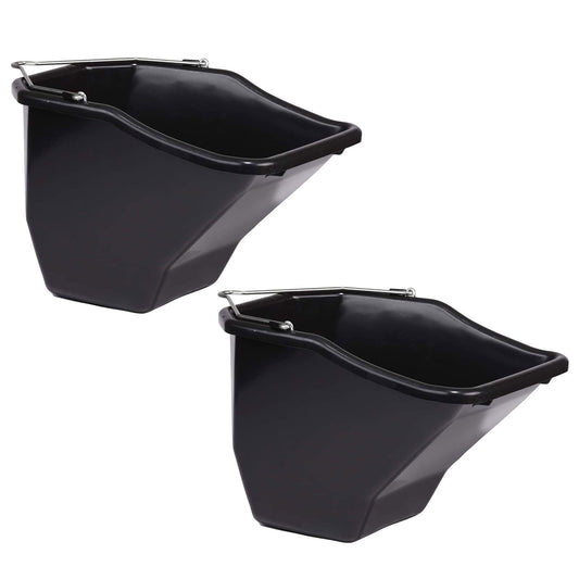 Little Giant 10QT Plastic Flat Back Livestock Feed Bucket, Black (2 Pack)