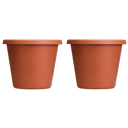 HC Companies LIA24000E35 24-Inch Indoor Plastic Round Classic Pot, Clay (2 Pack)