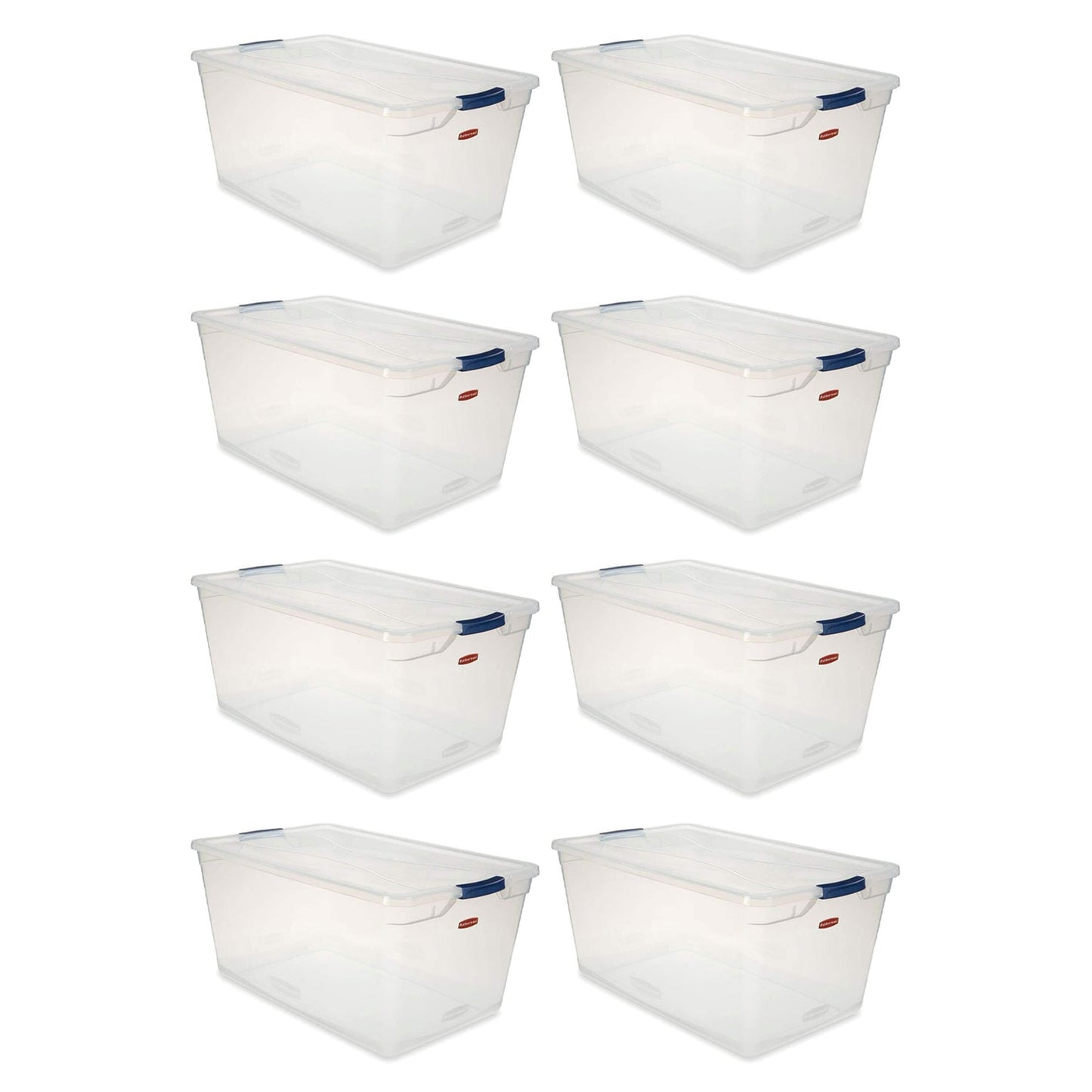 Rubbermaid Cleverstore 95 Quart Plastic Storage Container & Lid, Clear (8 Pack)