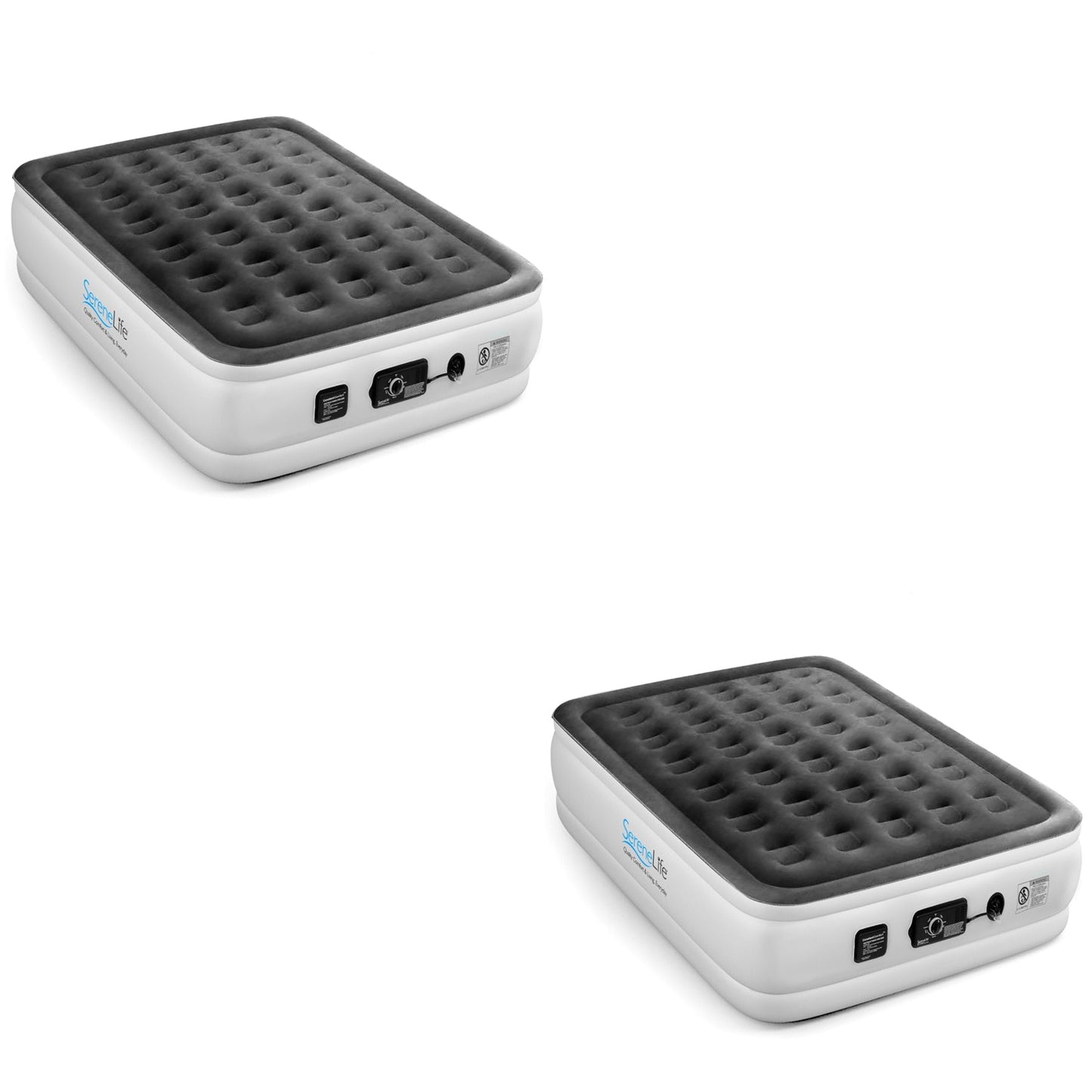 SereneLife Full Size Inflatable Airbed Flocked Mattress w/ Internal Pump(2 Pack)