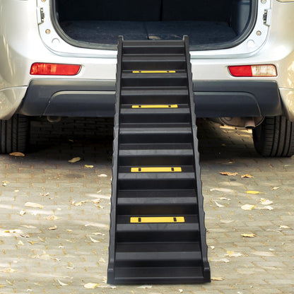 Folding Pet Ramp, Dog Ramp for Cars SUV, Vehicle Stairs Ladder with Nonslip Mats and Rubber Feet, Pets of All Sizes, Portable, Black