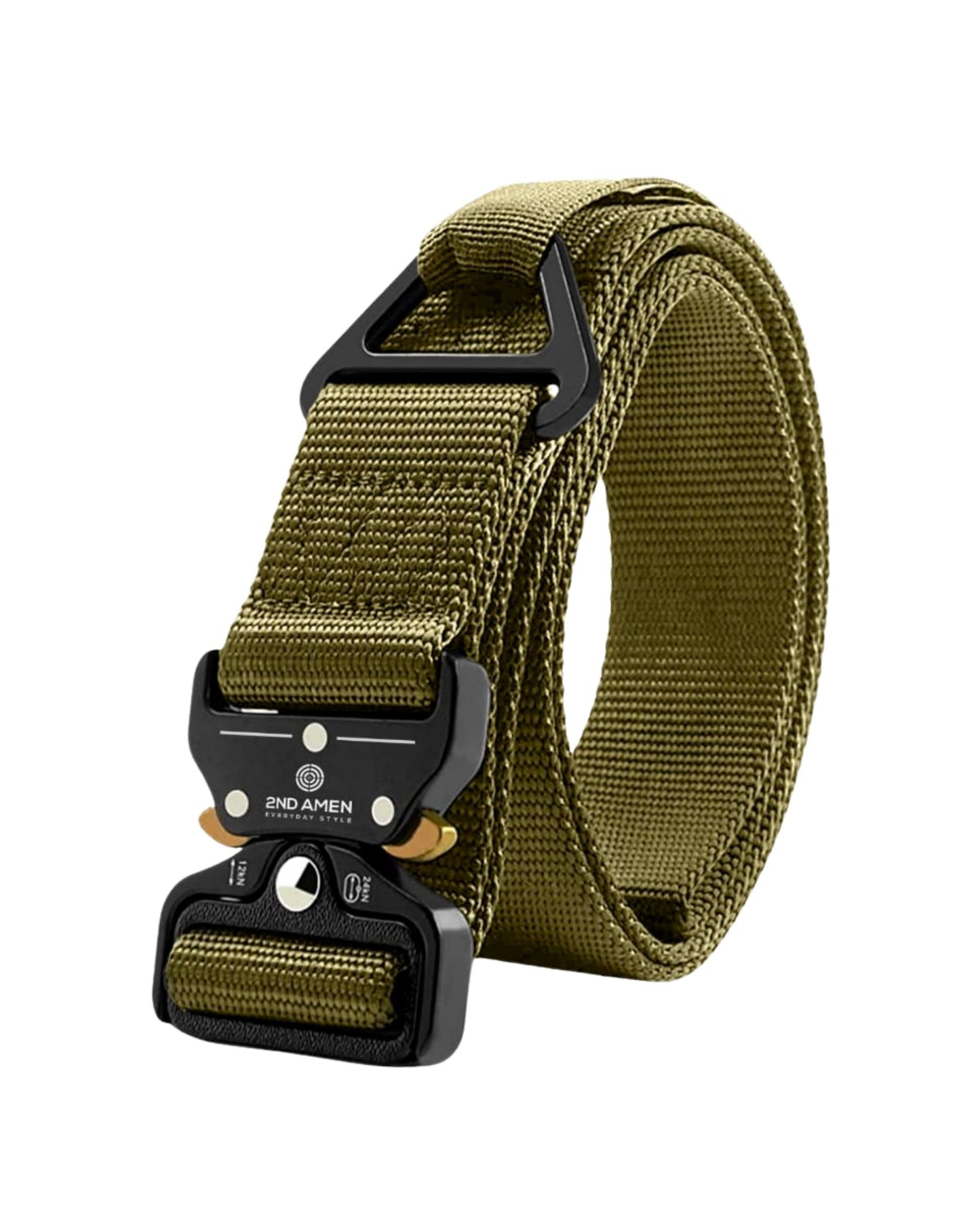 2ND AMEN 1.5" Tactical EDC Belt with Nylon Webbing. Quick Release Technology and Durable V-ring, Black.