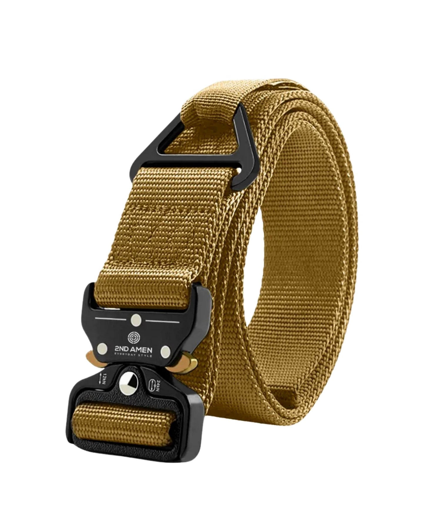 2ND AMEN 1.5" Tactical EDC Belt with Nylon Webbing. Quick Release Technology and Durable V-ring, Black.