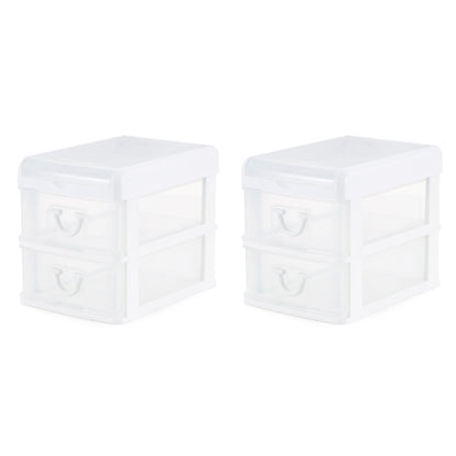 Gracious Living 2 Drawer Desktop Countertop Organizer with Flip Top Lid (2 Pack)