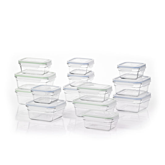 Glasslock 28-Piece Oven and Microwave-Safe Glass Food Storage and Bakeware Set