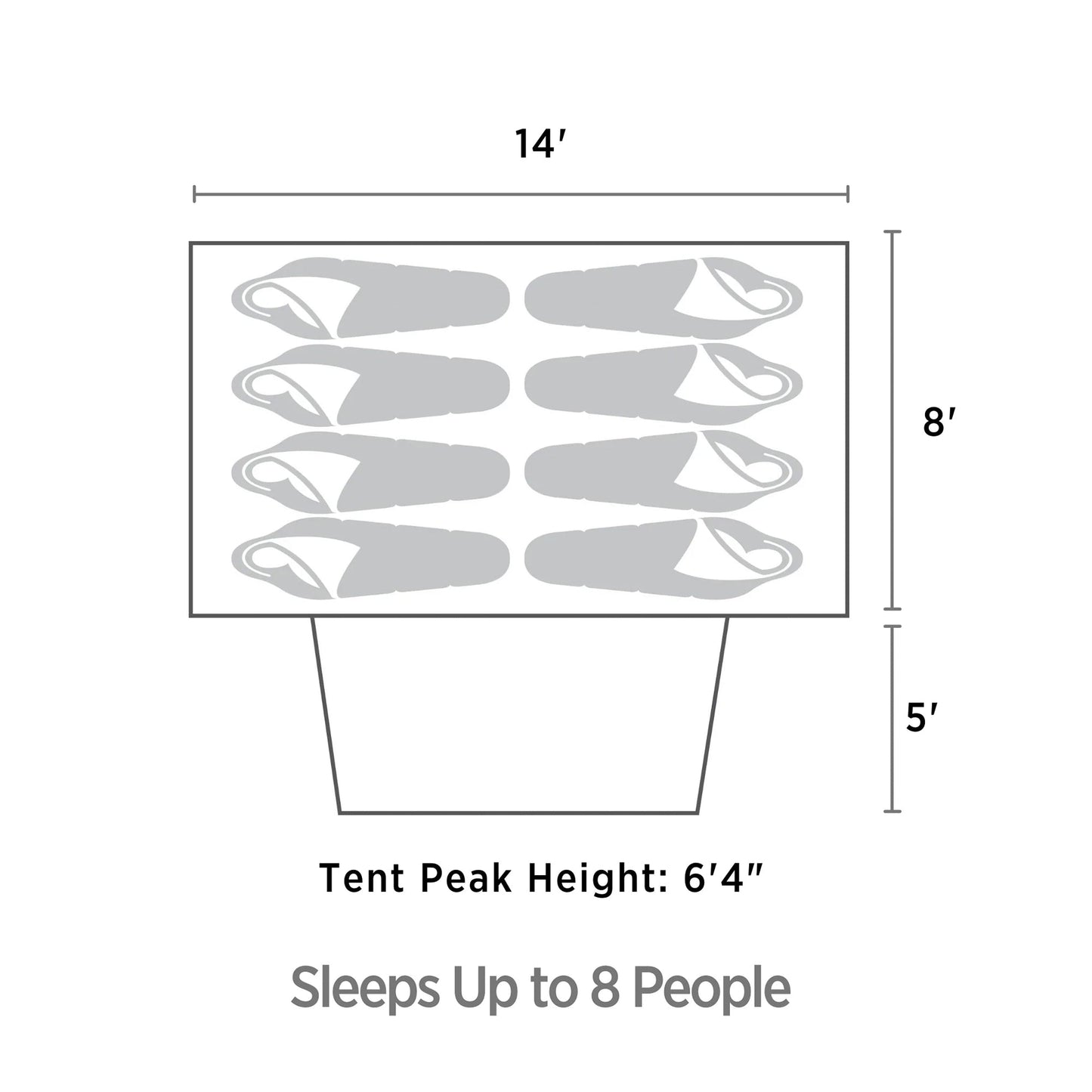 Outbound 8 Person 3 Season Easy Up Camping Dome Tent with Rainfly & Porch, Blue