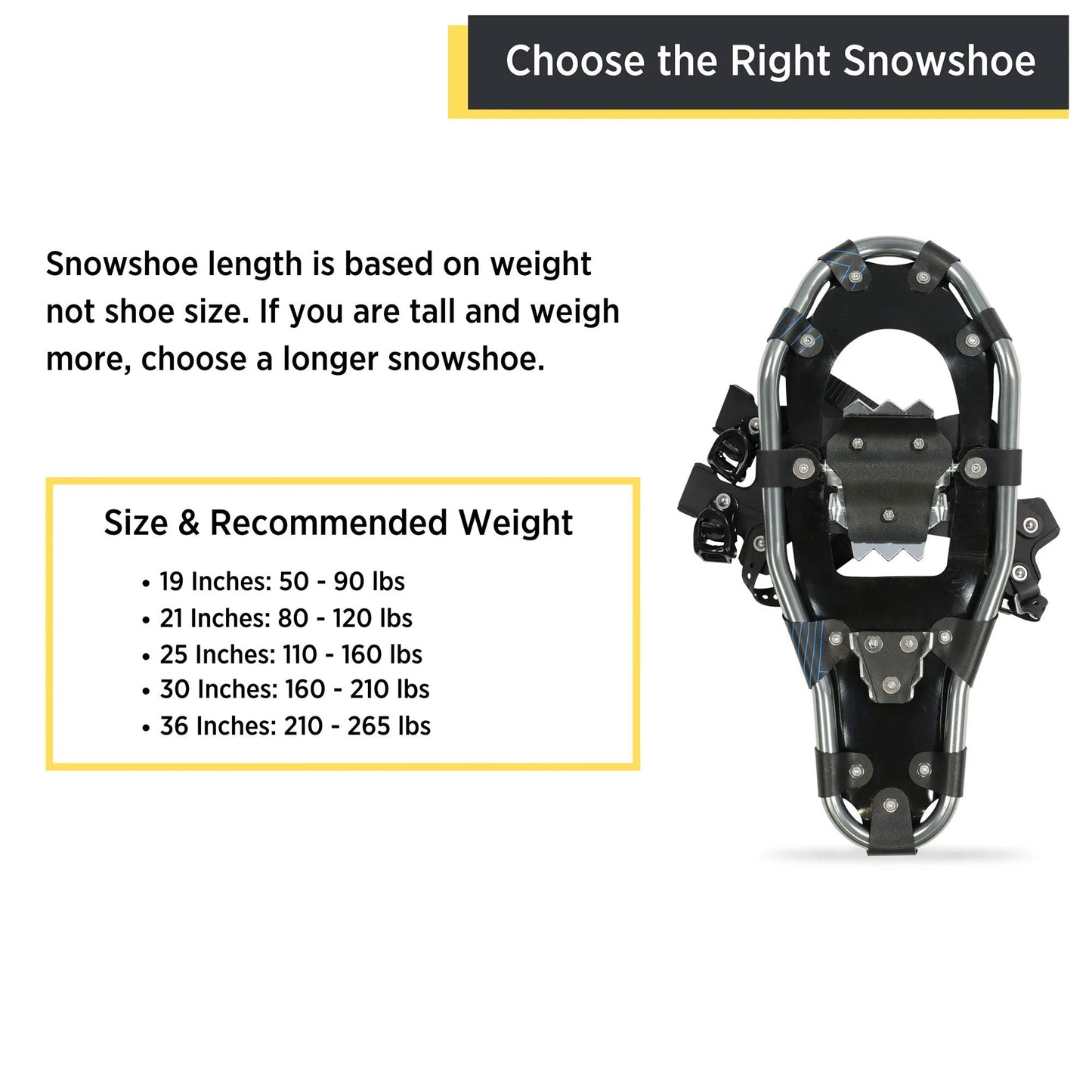 Outbound Lightweight 25 In Aluminum Snowshoes Kit with Poles & Carrying Tote Bag