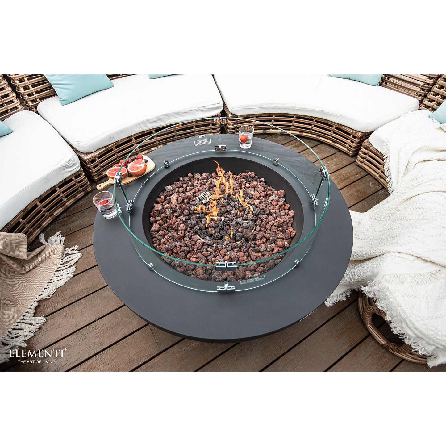 Elementi Liquified Petroleum Lunar Bowl Fire Pit w/ Auto Ignition & Clean Flame