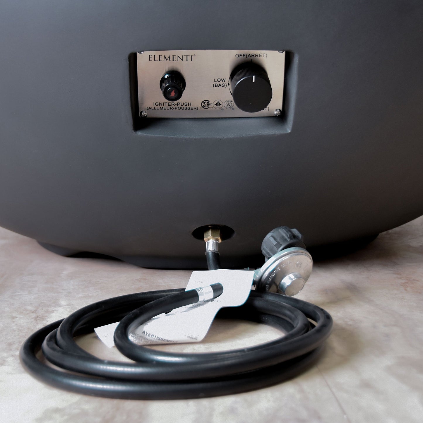 Elementi Liquified Petroleum Lunar Bowl Fire Pit w/ Auto Ignition & Clean Flame