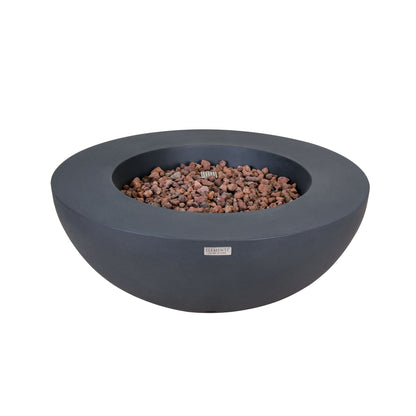 Elementi Natural Gas Concrete Lunar Bowl Fire Pit with Auto Ignition, Dark Grey