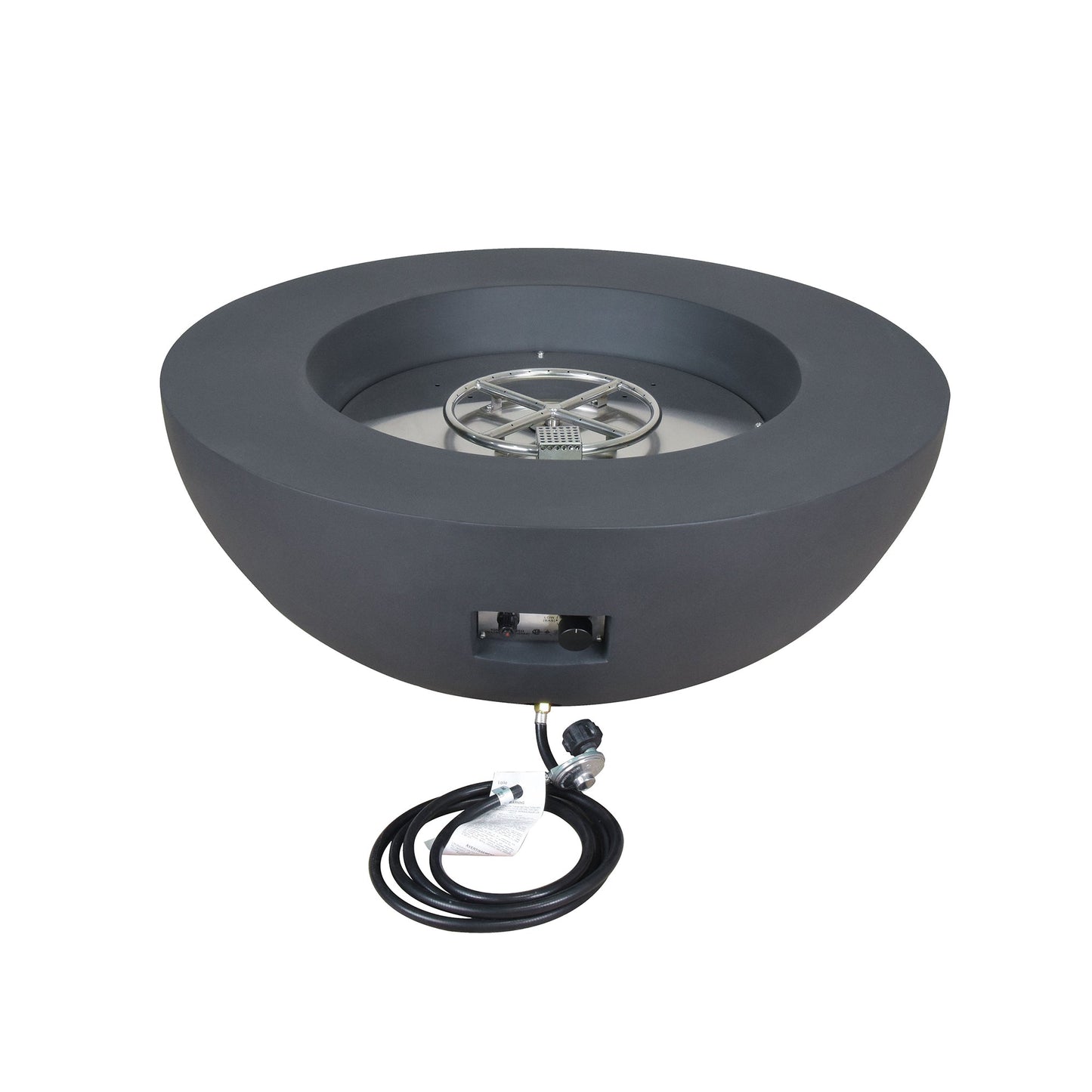 Elementi Natural Gas Concrete Lunar Bowl Fire Pit with Auto Ignition, Dark Grey