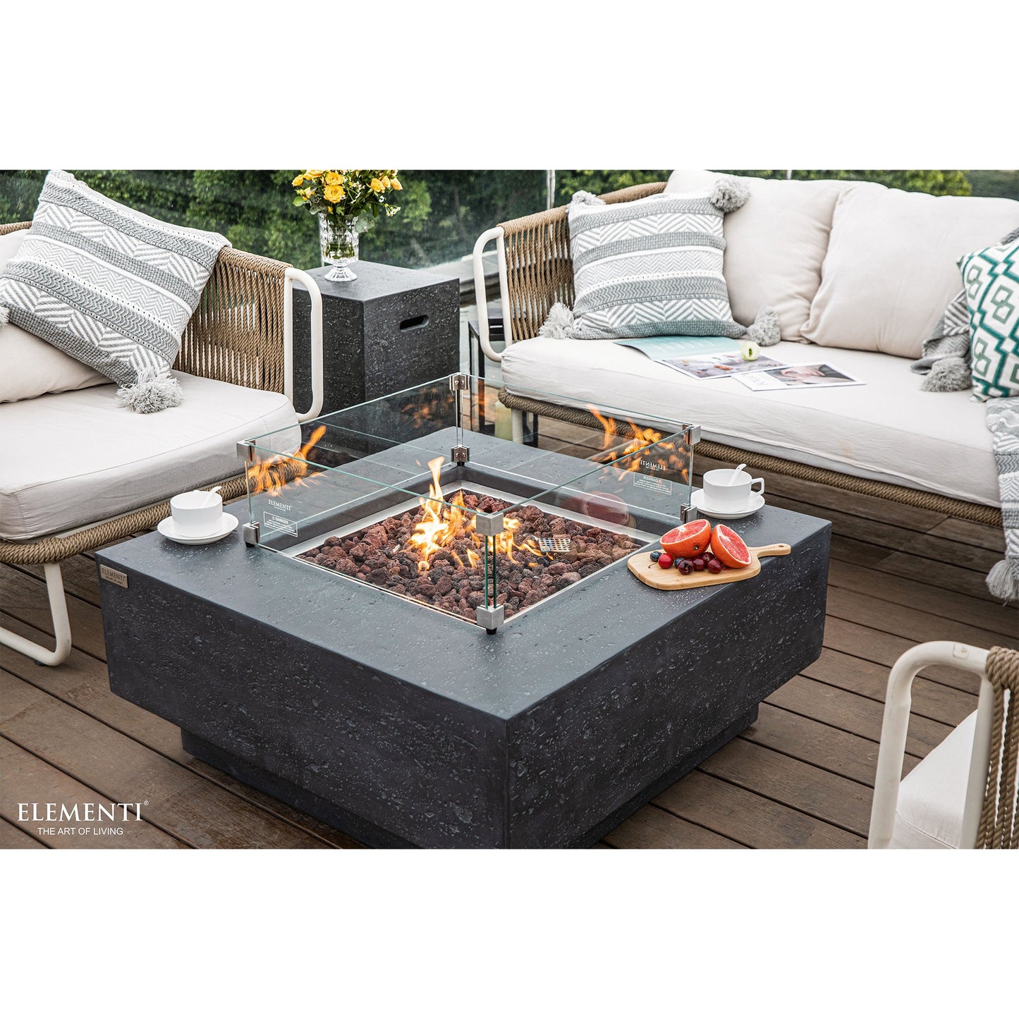 Elementi Manhattan 36" Concrete Outdoor 45,000 BTU Natural Gas Fire Pit Table