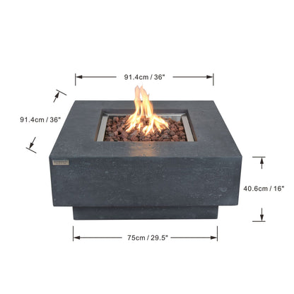 Elementi Manhattan 36" Concrete Outdoor 45,000 BTU Natural Gas Fire Pit Table