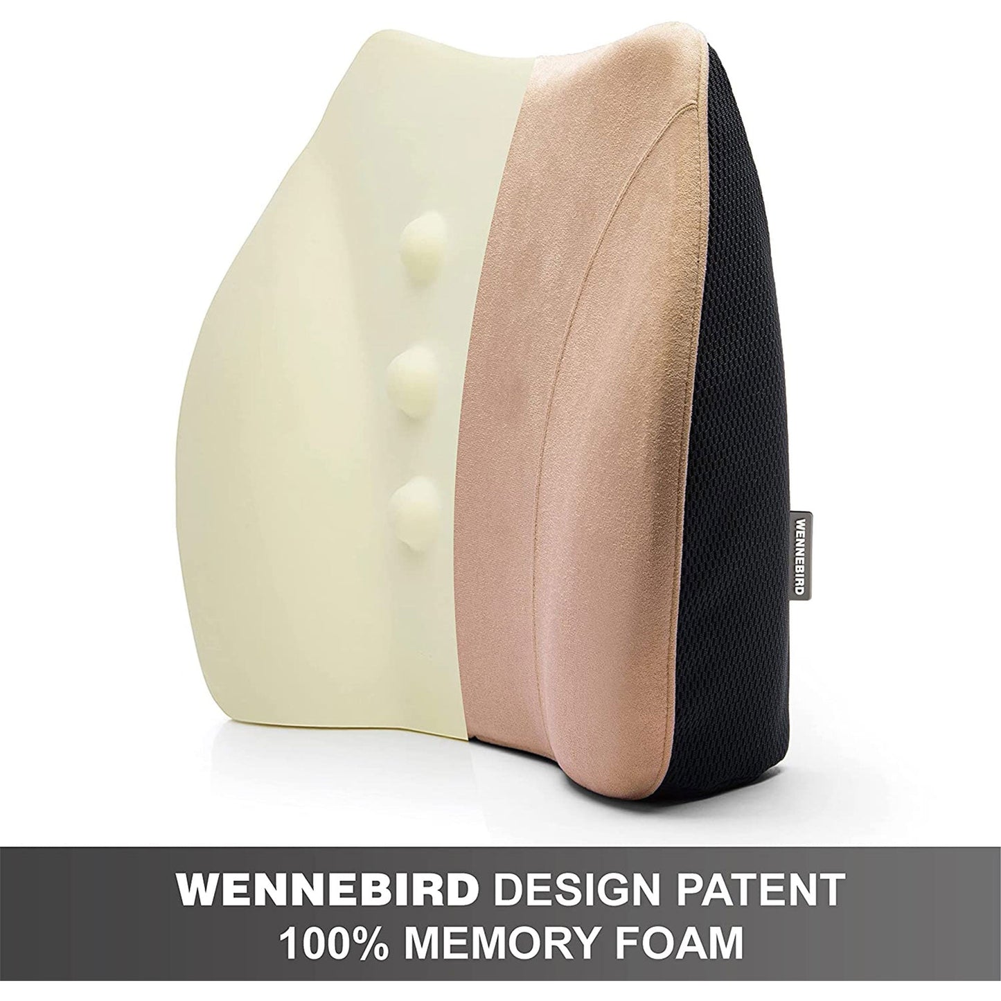 WENNEBIRD Model Q Lumbar Memory Foam Support Pillow to Improve Posture, Beige