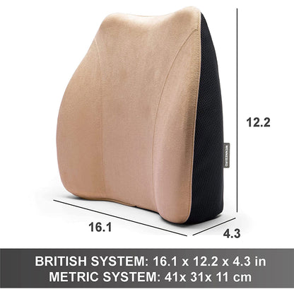 WENNEBIRD Model Q Lumbar Memory Foam Support Pillow to Improve Posture, Beige
