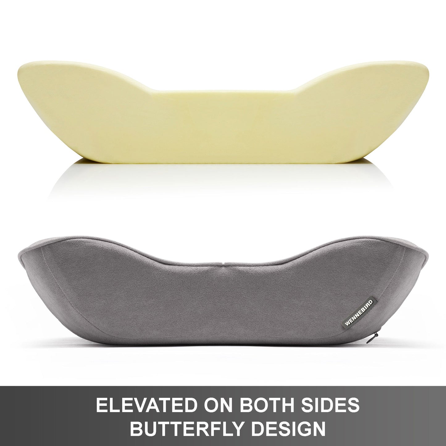 WENNEBIRD Model B Lumbar Memory Foam Support Pillow to Improve Posture, Grey