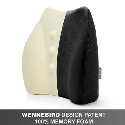 WENNEBIRD Model Q Lumbar Memory Foam Support Pillow to Improve Posture, Black