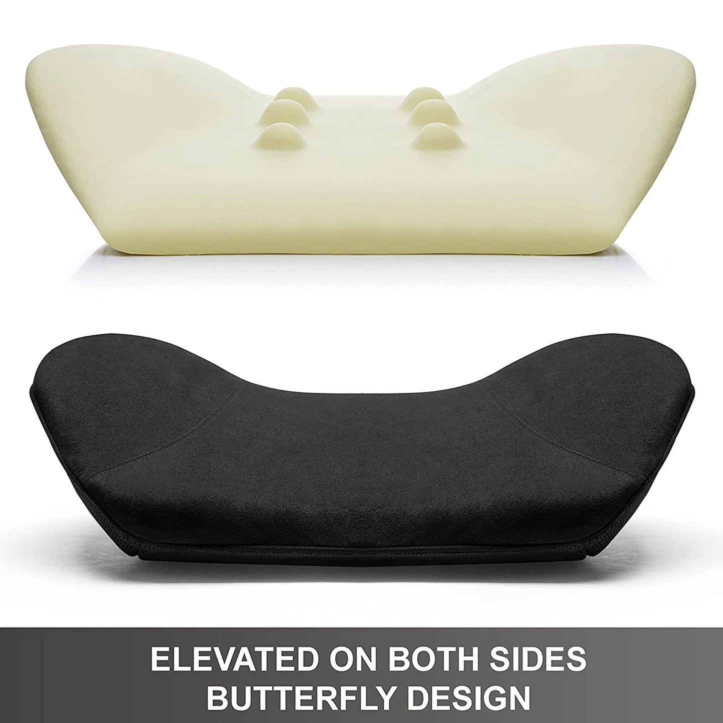 WENNEBIRD Model Q Lumbar Memory Foam Support Pillow to Improve Posture, Black