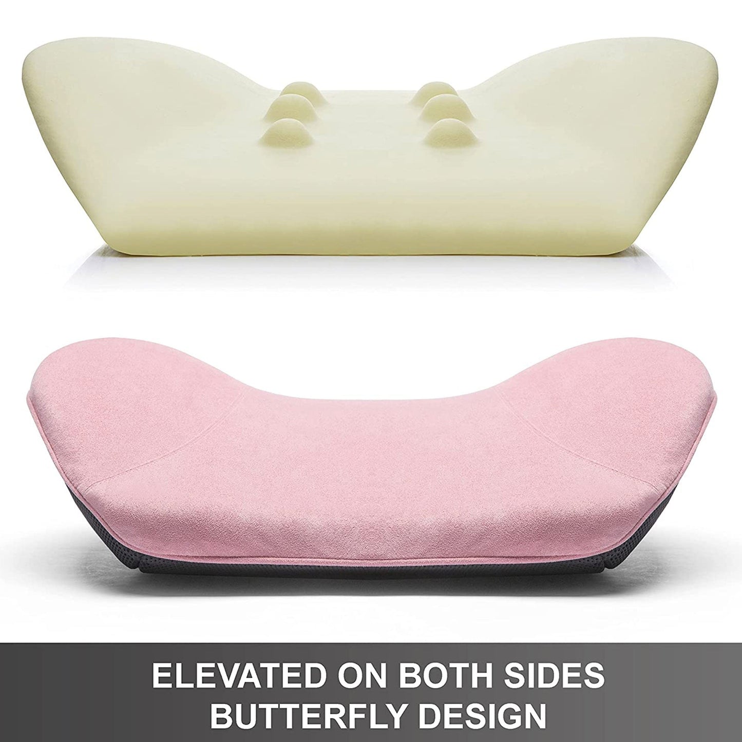 WENNEBIRD Model Q Lumbar Memory Foam Support Pillow to Improve Posture, Pink