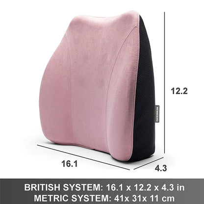 WENNEBIRD Model Q Lumbar Memory Foam Support Pillow to Improve Posture, Pink