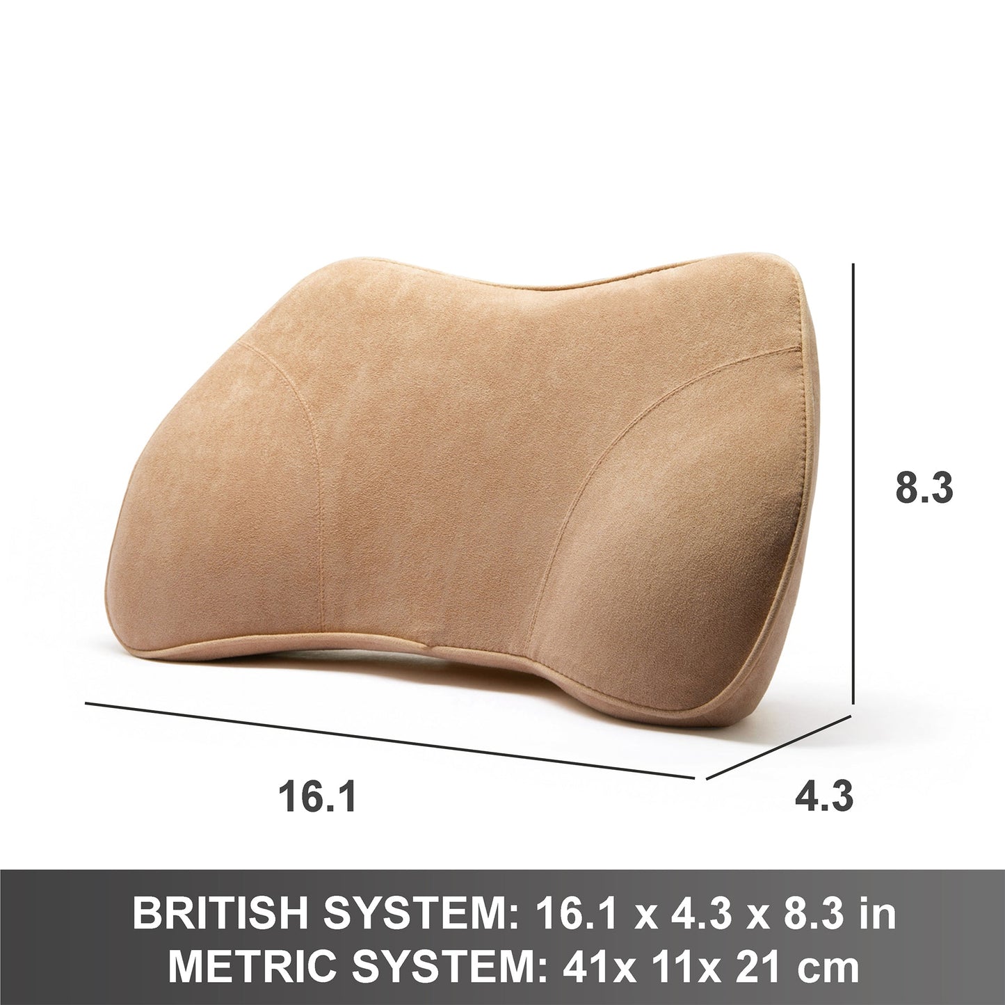 WENNEBIRD Model B Lumbar Memory Foam Support Pillow to Improve Posture, Beige