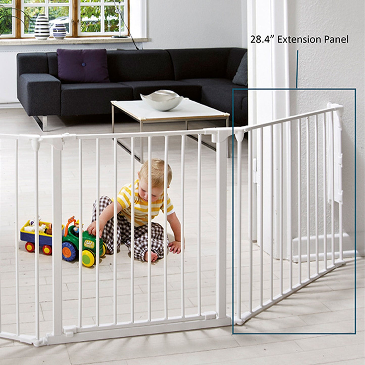 Scandinavian Pet Flex Metal 28.4in Baby Gate Extension Panel Accessory, White