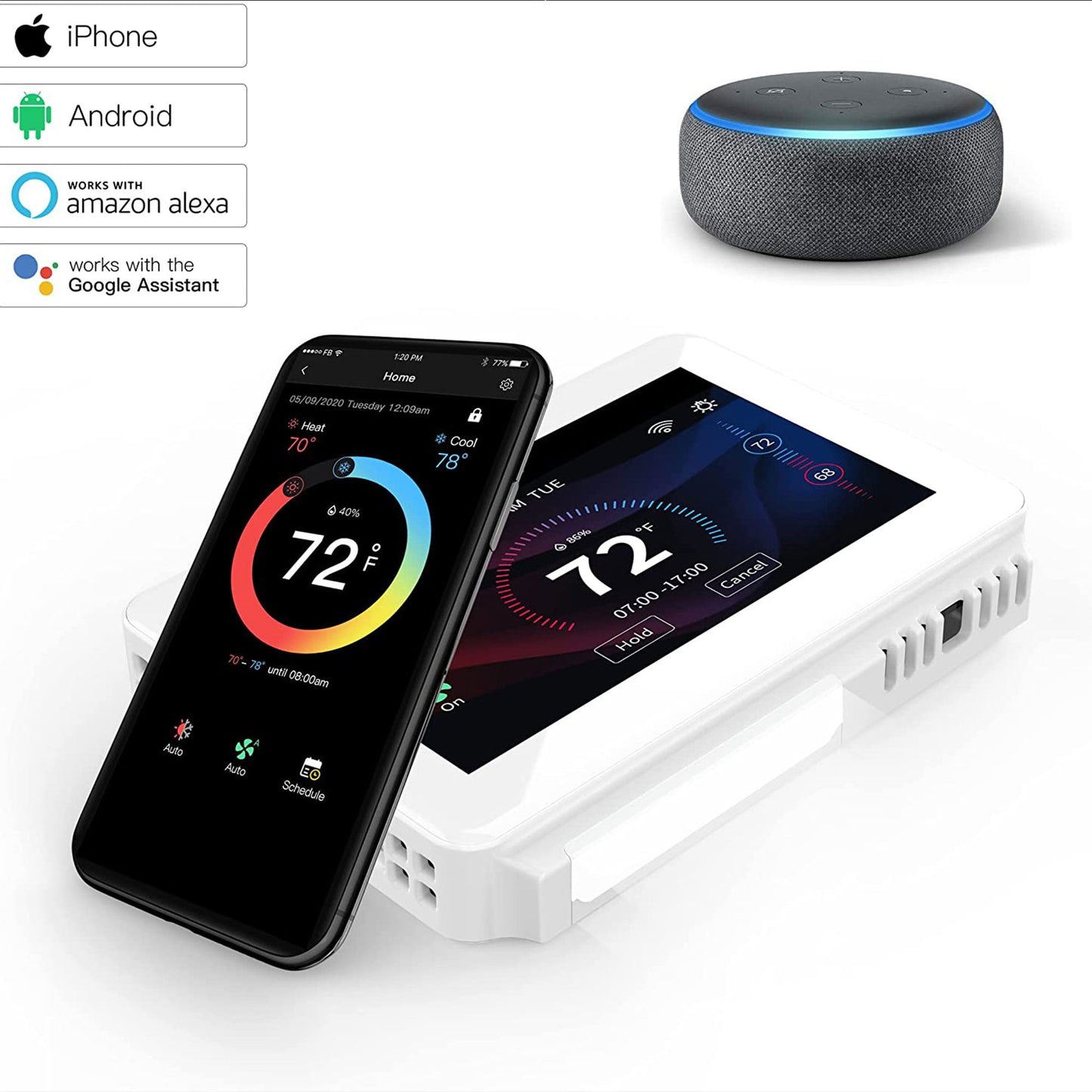 Vine Wi Fi 7 Day and 8 Period Programmable Smart Home Thermostat, 6th Gen