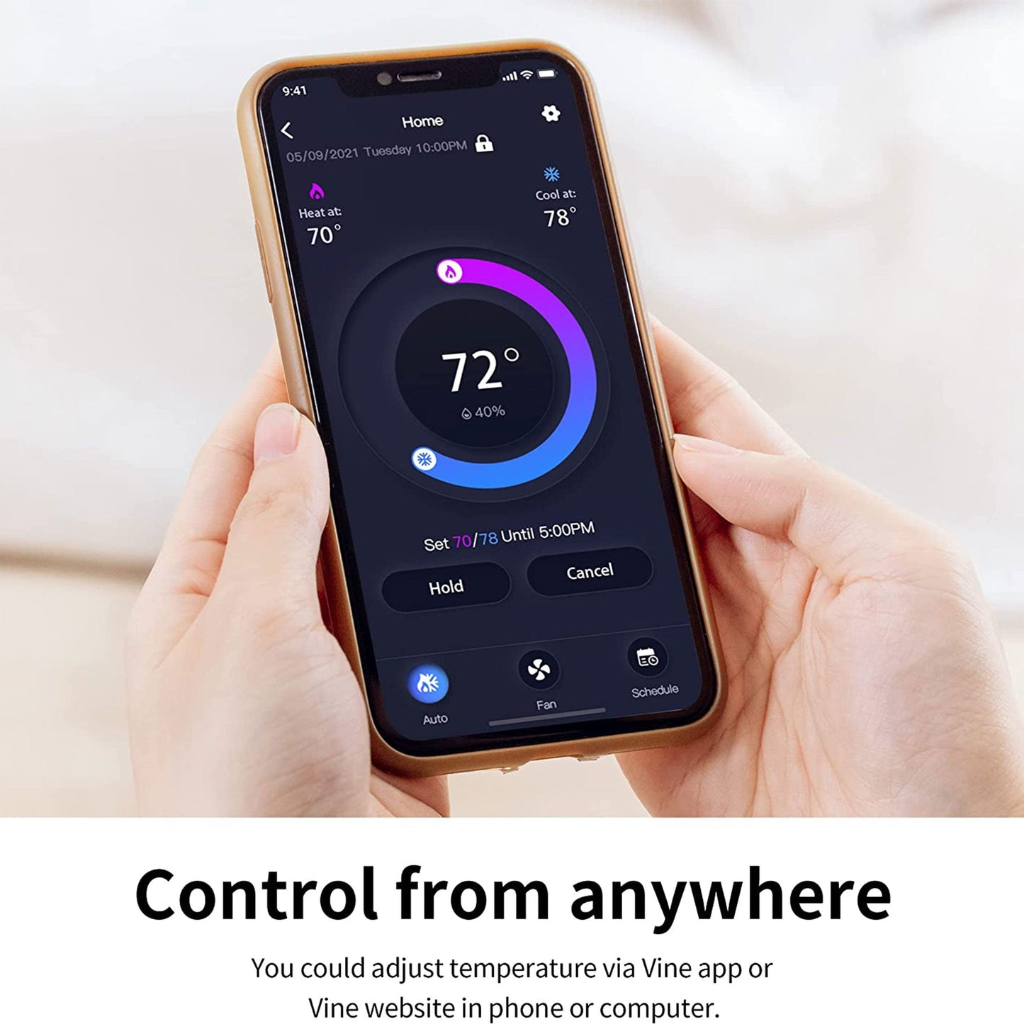 Vine Wi Fi 7 Day and 8 Period Programmable Smart Home Thermostat, 6th Gen