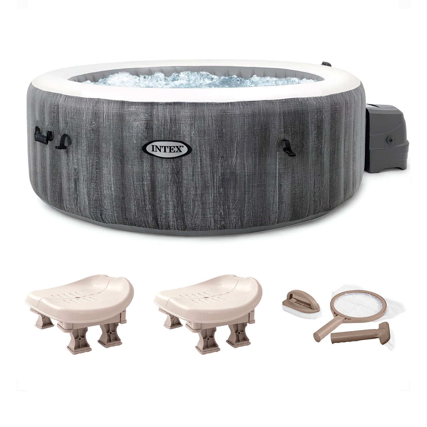 Intex PureSpa Plus Inflatable Hot Tub Jet Spa with Maintenance Kit and 2 Seats