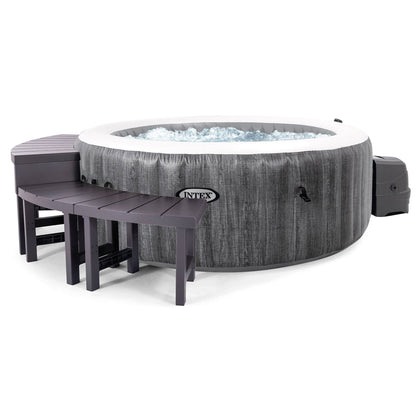 Intex PureSpa Plus Greywood Inflatable Hot Tub Jet Spa w/ Accessories Benches