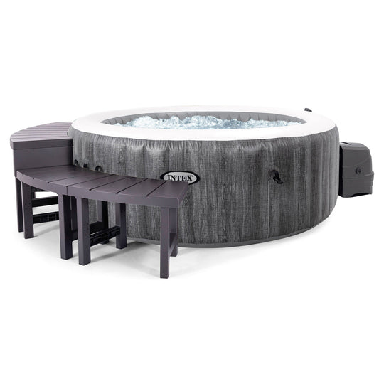 Intex PureSpa Plus Greywood Inflatable Hot Tub Jet Spa w/ Accessories Benches