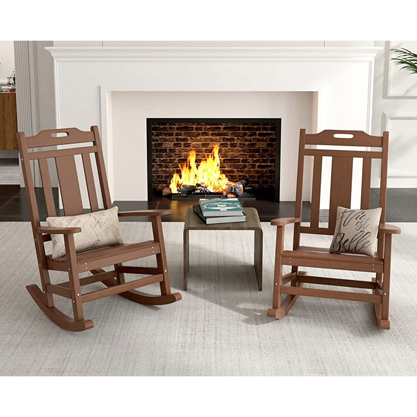 PolyTEAK Porch Rockers Collection Poly Lumber All Weather Rocking Chair, Brown