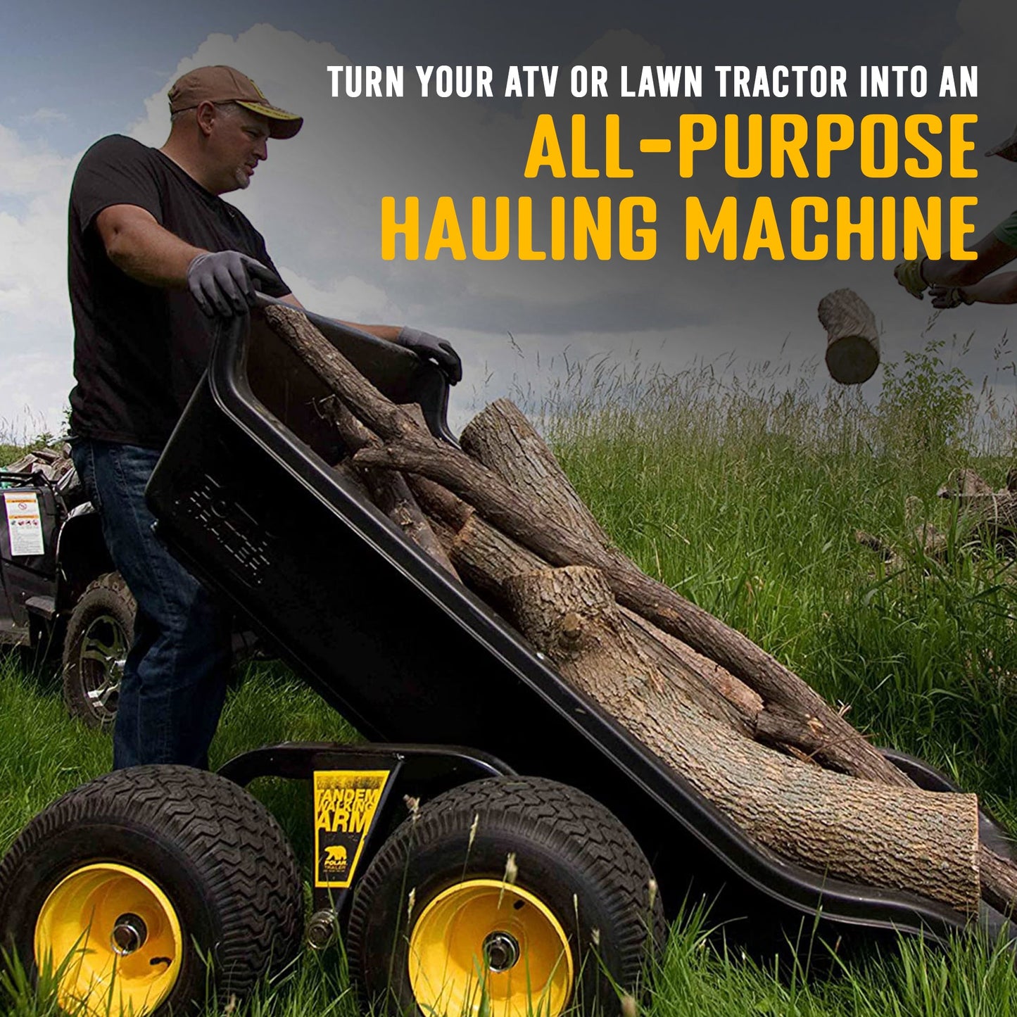 Polar Trailer HD 1500TA Steel Frame Tandem Axle Hauling Trailer w/ Rugged Wheels