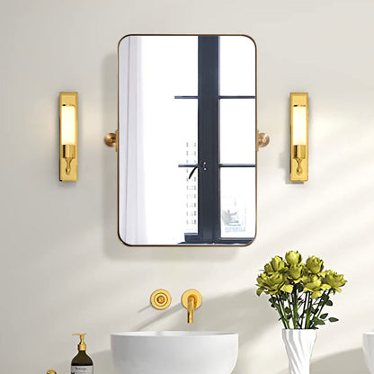 ANDY STAR Modern 22x34" Rectangular Wall Hanging Bathroom Mirror, Brushed Gold