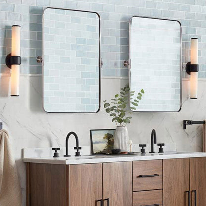 ANDY STAR Modern 22x34" Rectangular Wall Hanging Bathroom Mirror, Brushed Gold