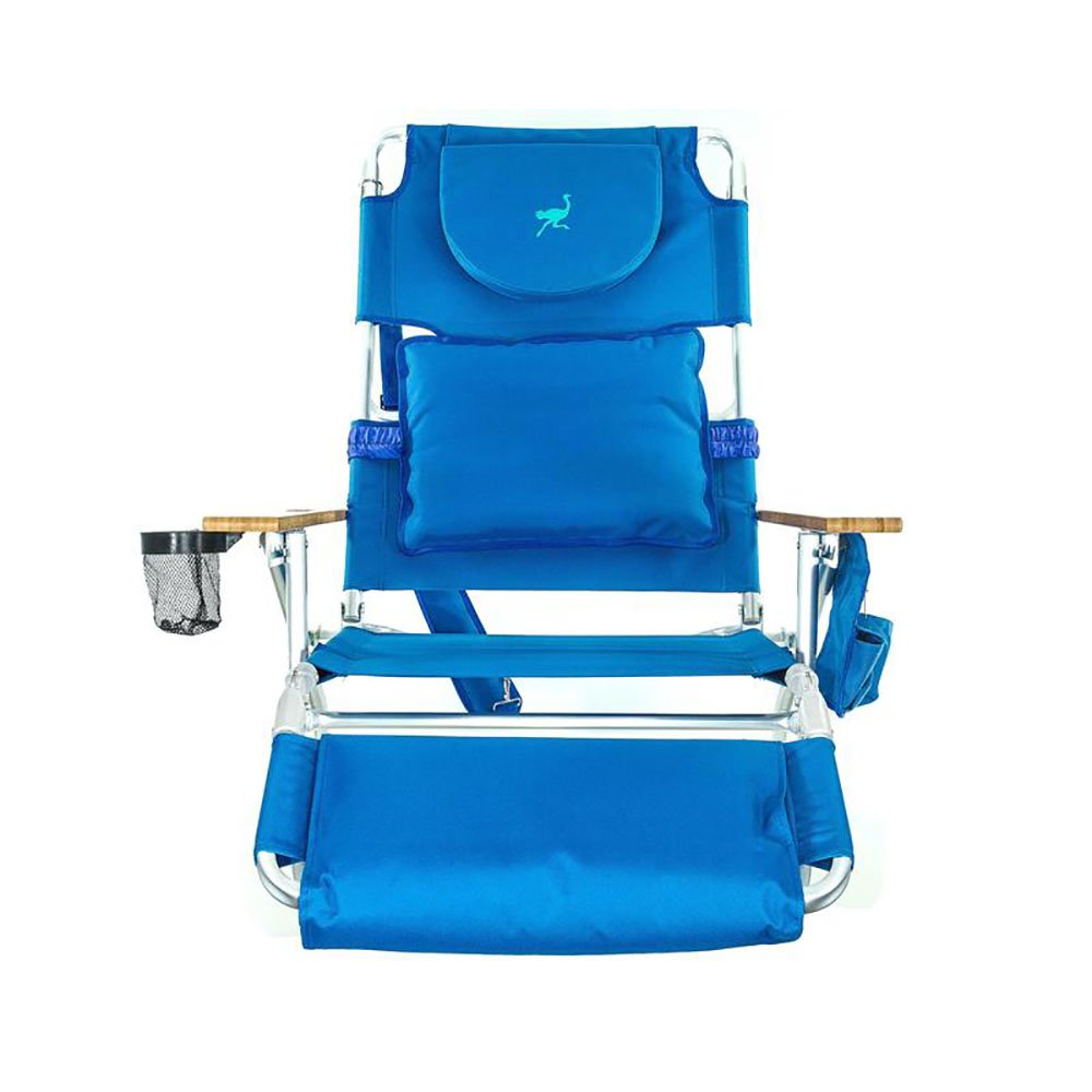 Ostrich Deluxe Padded 3-N-1 Outdoor Lounge Reclining Beach Chair, Blue (2 Pack)