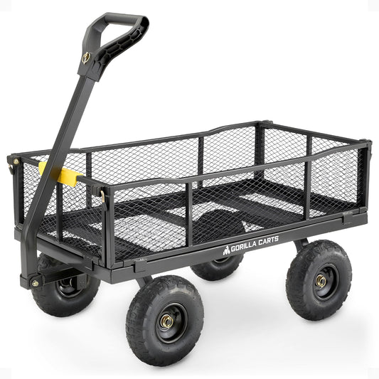 Gorilla Carts Steel Utility Cart Garden Beach Wagon, 900 Pound Capacity, Gray
