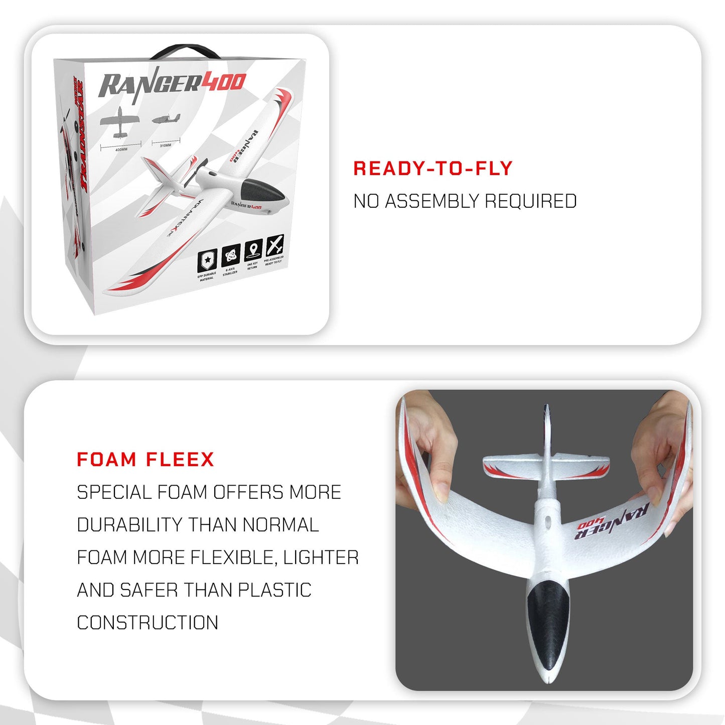 VOLANTEXRC Ranger 400 One Key Turn Remote Control Airplane w/ Xpilot Stabilizer